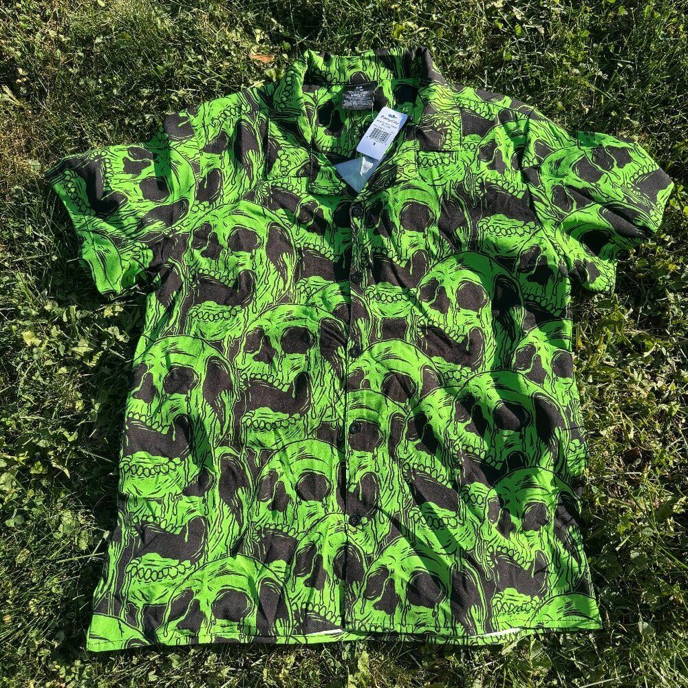 NWT Neon Green Skull Shirt